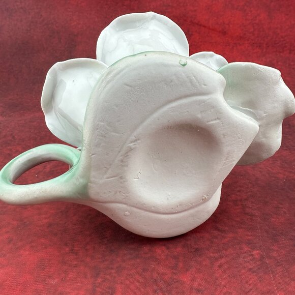 CAPODIMONTE PALE PINK ROSE VINTAGE CANDLE HOLDER SITTING GREEN STEM, SET of 2 - Picture 6 of 8